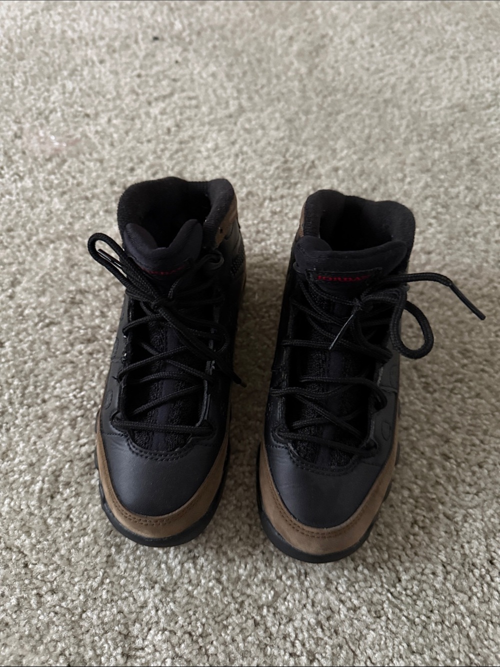 Jordan Kids Black and Brown High-Top Boots